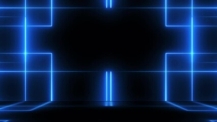 3d rendering light neon blue line abstract motion background