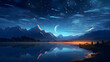 night landscape with moon fantasy art wallpaper  created with Generative AI 