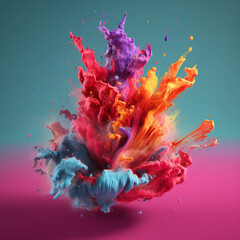 Aufkleber - An abstract surreal photograph of a Sage splashed in bright paint.  Generative AI technology.