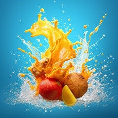 Poster - An abstract surreal photograph of a Ginger splashed in bright paint.  Generative AI technology.