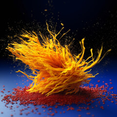 Poster - An abstract surreal photograph of a Cumin splashed in bright paint.  Generative AI technology.