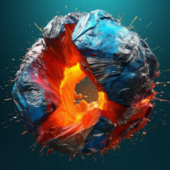 Poster - An abstract surreal photograph of a Labradorite splashed in bright paint.  Generative AI technology.