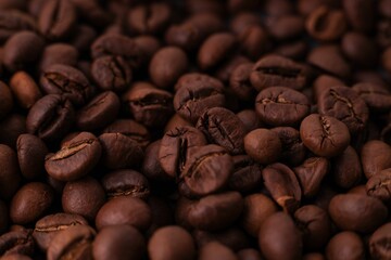 Poster - AI generated illustration of a pile of freshly-roasted coffee beans