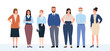 © vladico - Business team, staff. Office workers in office clothes stand in a row. Friendly business team