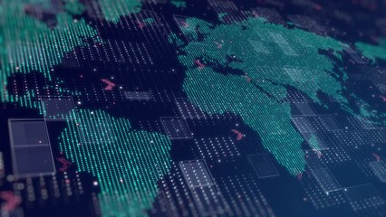 Aufkleber - Intelligent Technology Concept on a Digital World Map, High-Quality Stock Footage