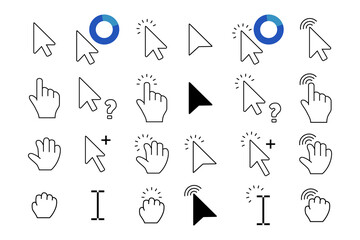 Aufkleber - Computer click mouse symbol collection. Set of arrow and hand cursor icon. Click cursor website collection