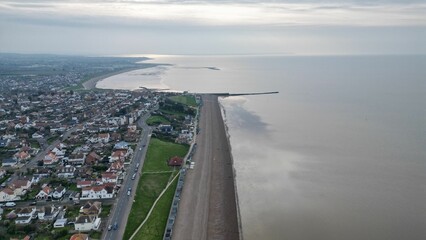 Poster - View of the coastline of Herne Bay, UK with the town of Hampton in the center