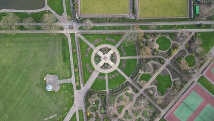 Sticker - a bird's eye view of a green area and park