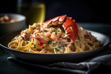 Poster - lobster fettuccina is being served in a bowl