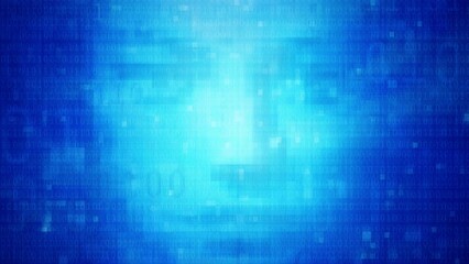 obscured Pixelated face, Artifical intelligence, digital identity,  binary code - 4k abstract blue background