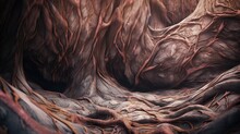  A Painting Of A Tree With Its Roots Exposed In The Ground.  Generative Ai