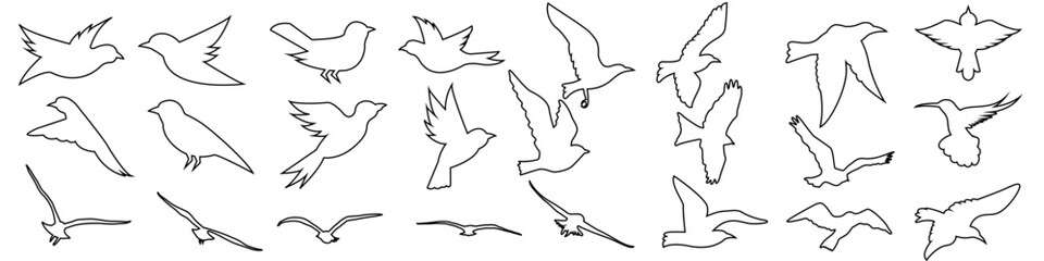 Wall Mural - birds icon vector set. animals illustration sign collection. nature symbol.