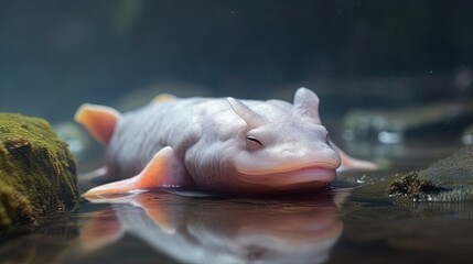 Canvas Print -  a close up of a fish in a body of water.  generative ai