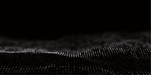 Wall Mural - abstract white particle background. flow wave with dot landscape. digital data structure. future mes