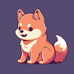 Sticker - Vector Illustration of a cartoon dog on a dark purple background