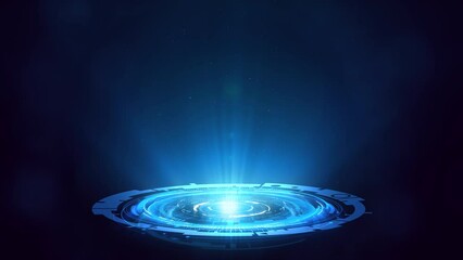 Futuristic virtual display with HUD circles. Digital data interface. Future technology. Blue hologram. Cyberspace.