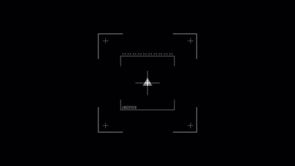 White HUD Square searching target elements on isolated black background. Target searching scope and scanning element theme. Animated radar infographics.