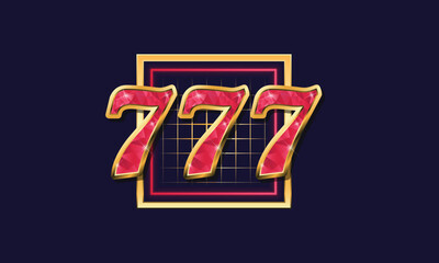 Wall Mural - 777 casino glow logo, sign. lucky sevens sign with diamond texture. gamble, casino, slots design ele