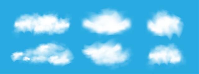 Wall Mural - realistic isolated cloud on transparent background. vector set of realistic isolated fluffy cloud. i