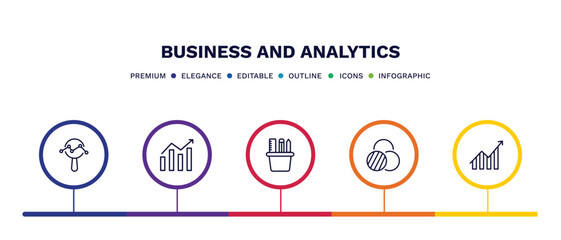 Wall Mural - set of business and analytics thin line icons. business and analytics outline icons with infographic