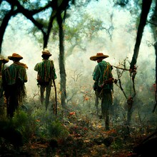 Hunters In A Brazilian Dry Forest Caatinga Cangaeiro 