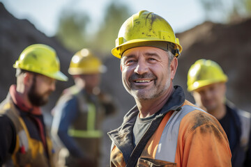 AI generated image of construction workers with helmet