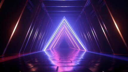 Wall Mural - Neon Space Triangle: Futuristic Abstract Light