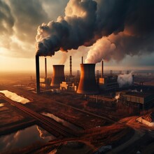 Industry Metallurgical Plant Dawn Smoke Smog Emissions Bad Ecology . Generative Ai