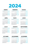 Fototapeta  - calendario 2024 en español, semana comienza el lunes. Sábados y domingos.