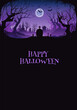  Graveyard Purple vertical Halloween Background