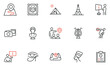 Vector Set of Linear Icons Related to Exhibition, Museum and Art Gallery. Mono Line Pictograms and Infographics Design Elements - part 2