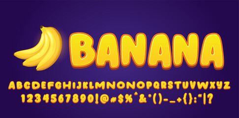 Wall Mural - Banana text effect font, Vector illustration