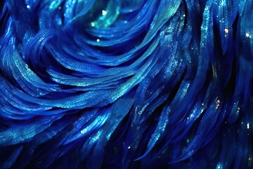Wall Mural - Blue glittery sequin background, generative ai