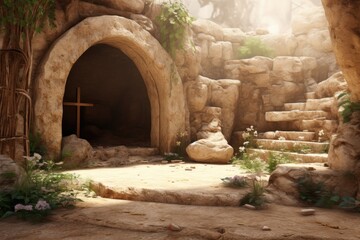 Wall Mural - Jesus's empty tomb. A christian conceptual interpretation