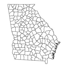  Georgia state map with counties. Vector illustration.