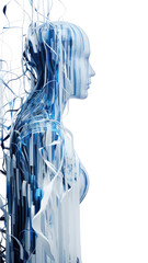 Wall Mural - abstract data streams flowing within the abstract futuristic texture, isolated on a transparent back