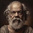 An artistic interpretation of a portrait of Socrates, the renowned ancient Greek philosopher