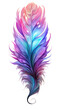 iridescent colorful feather, silhouette with abstract futuristic texture, isolated on a transparent background, generative ai