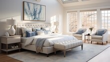 A Master Bedroom With A Warm And Inviting Atmosphere