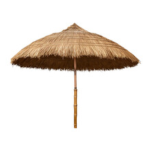 Straw Beach Umbrella Isolated On Transparent Or White Background, Png