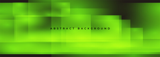 Aufkleber - Green geometric wide abstract banner with transparent gradient square shapes. Light green vector background.