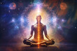 The concept of meditation and spiritual practice, the expansion of consciousness, the activation of the chakras and the astral body, mystical inspiration. ai generative