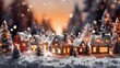 © Diffin - Christmas house in winter snowy forest. holiday christmas ornament decoration, Copy space. banner and poster.