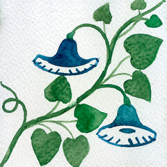 Fototapete - Watercolor illustration of portuguese ceramic tiles pattern