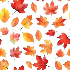 modern abstract seamless pattern with orange autumn leaves pattern watercolor colorful background fo