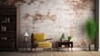 © Eli Berr - Mock up room in modern style with armchair,cabinet and old brick wall background.3d rendering