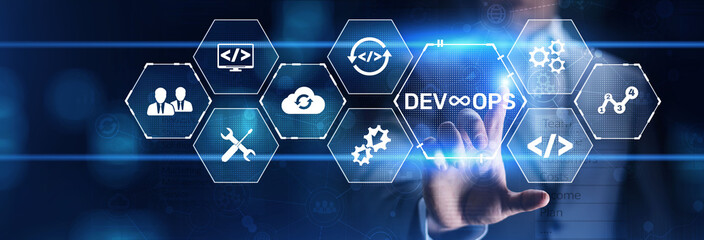 devops methodology development operations agil programming technology concept.