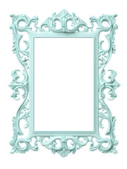 Wall Mural - Blue antique wooden frame isolated, Generative AI