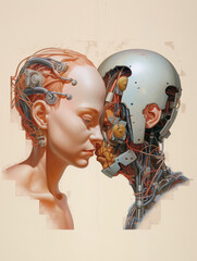 Sticker - futuristic couple, generative ai