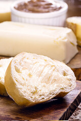 Sticker - slices of French bread, Brazilian bread served warm, with butter. Called salt bread or white bread